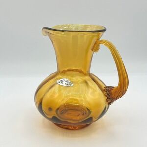 Blenko Handcraft Wheat Glass Pitcher Vintage MCM 7 Inch